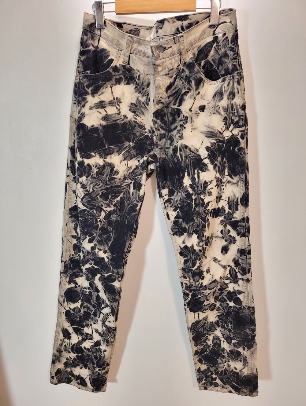 Rustler Men's Black and White Bleacher Tie-Dye Straight Jeans 32x32